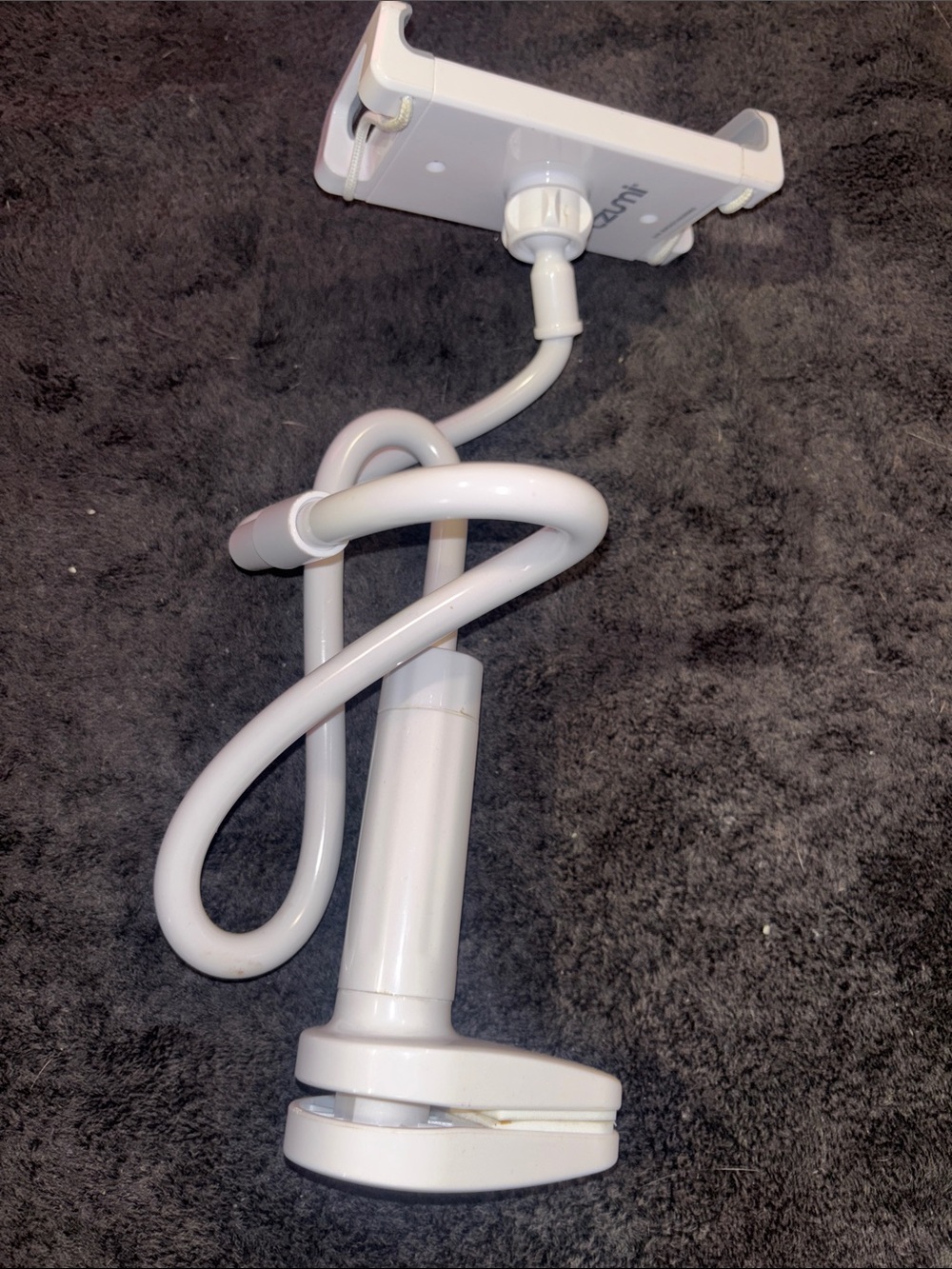 Adjustable White Gooseneck Phone Holder with Clamp - White